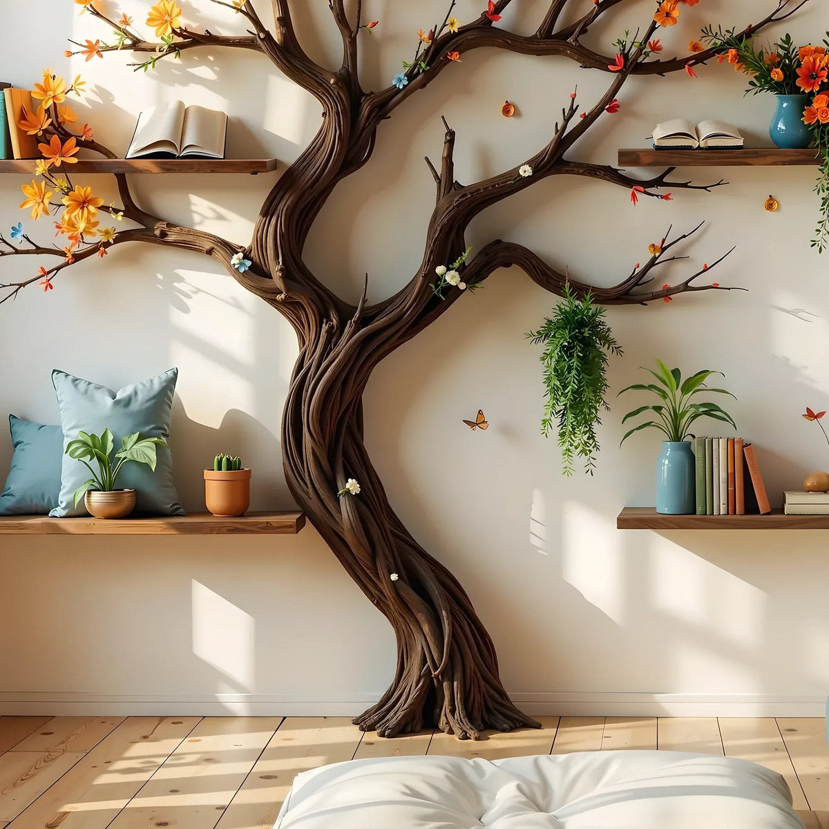 Handmade Wooden Tree Branch Bookshelf