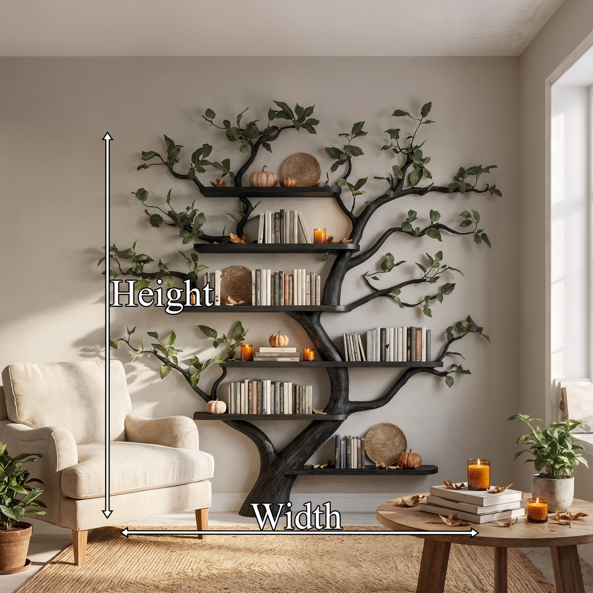 Mid Century Tree Wall Shelf Christmas Living Room