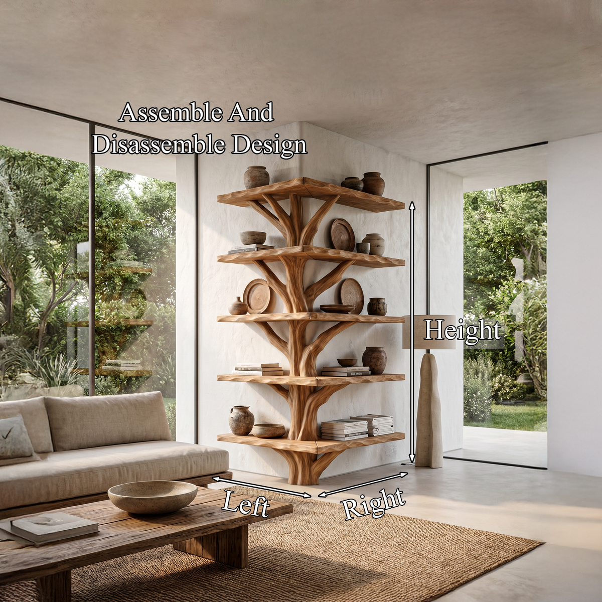Organic Modern Tree Bookcase With Artistic Branch Frame For Home Office