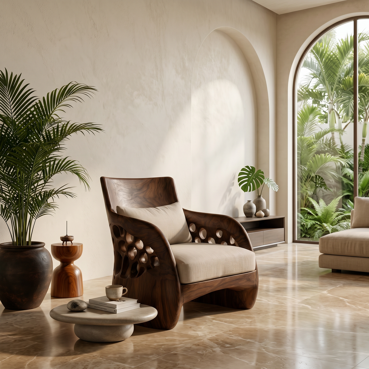 Contemporary Organic Accent Chair For Living Room
