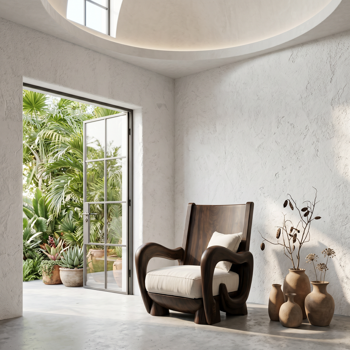Scandinavian Wooden Armchair For Living Room Cozy Lounge Seating