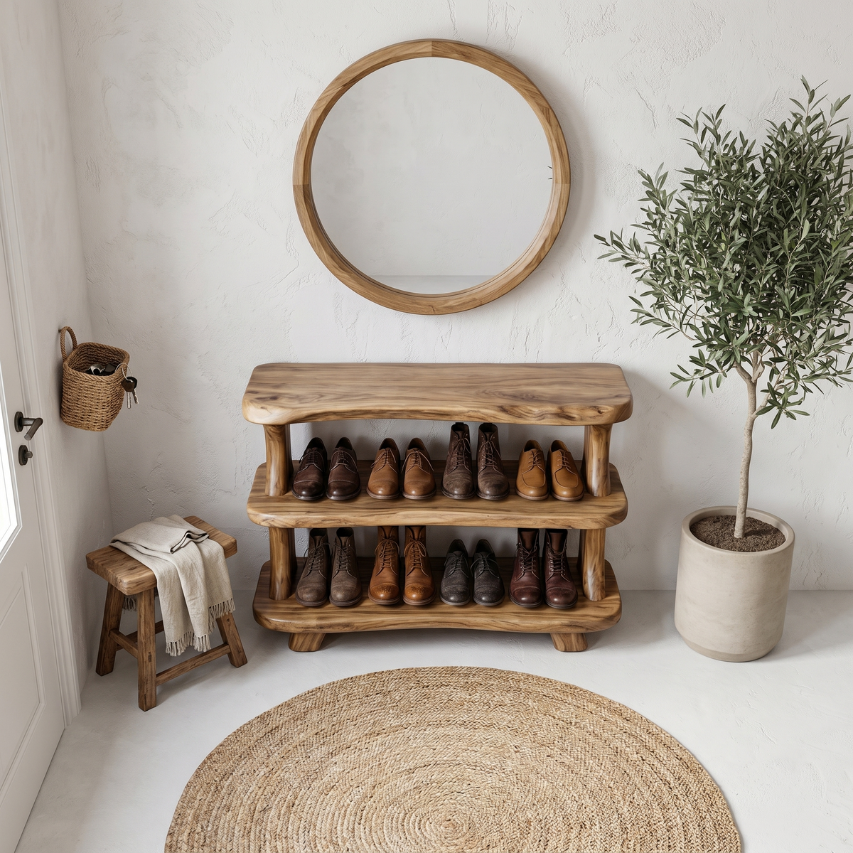 Modern Shoe Rack Sculptural Storage Design For Entryway