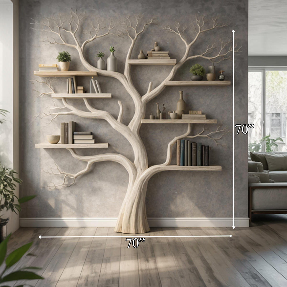 Rustic Wooden Tree Bookshelf For Bedroom Or Living Room