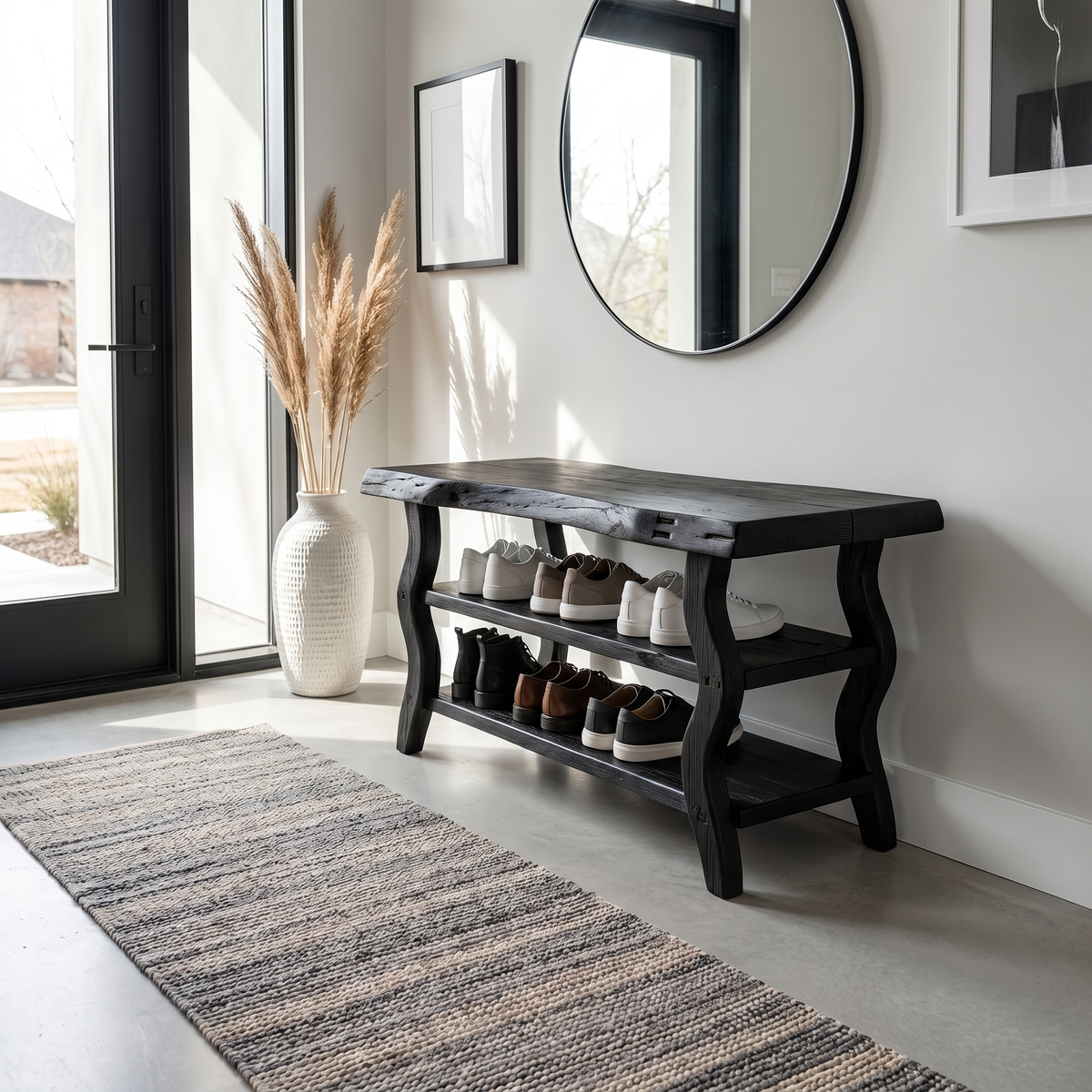 Artisan Rustic Shoe Bench Hallway And Living Room