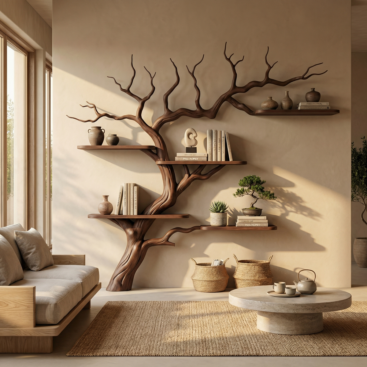 Midcentury Tree Bookshelf Living Bedroom